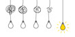 © grate_art - Bulbs with lines and idea bulb concept. Problem confuse of mind solution concept. Vector. Scribble tangle with bulbs solution process for business problems graphic illustration. EPS10