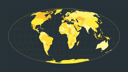 Poster - world map. equal-area, pseudocylindrical mollweide projection. futuristic world illustration for you