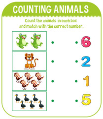 Wall Mural - Worksheet design for counting animals