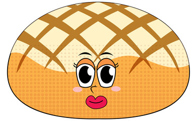 Sticker - Bread cartoon character on white background