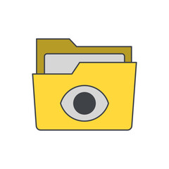 Poster - Read only folder, folder with an eye icon in color icon, isolated on white background 