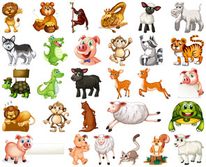 Canvas Print - Set of animal cartoon character