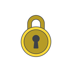 Sticker - Lock, protection padlock  icon in color icon, isolated on white background 