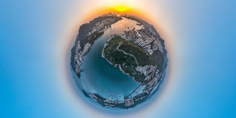 Canvas Print - Tiny Planet effect of Hong Kong City