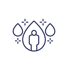 Poster - water balance line icon, man and water drop