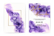 Purple Watercolor Stain Texture and Luxury style, Wedding cards collection, Invitation template, Vector