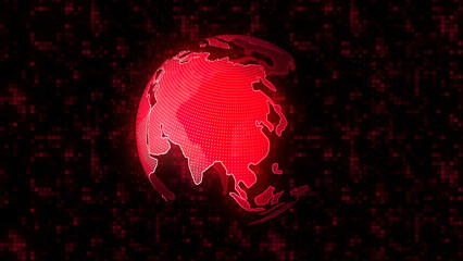 Poster - holographic model of rotating earth on black background. motion. beautiful glowing model of planet i
