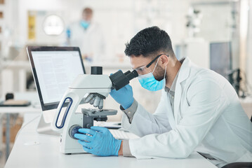 Poster - You have to look at it from different perspectives. Shot of a young scientist using a microscope in a lab.
