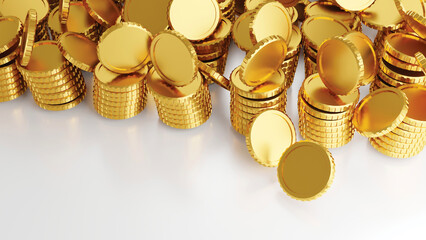 Wall Mural - Gold coin on white background 3D render