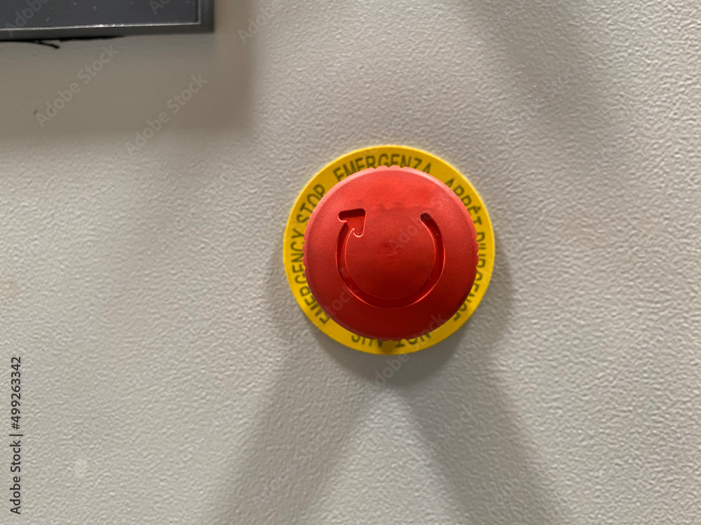 Machine Button Prevention Emergency push button. Mushroom head buttonfor the prevention or ...