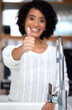 © Michael C/peopleimages.com - Care for yourself and those around you. Shot of a young woman giving the thumbs up with her freshly washed hand.