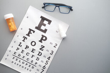 Canvas Print - Ophthalmologist accessories glasses with a test target for vision correction