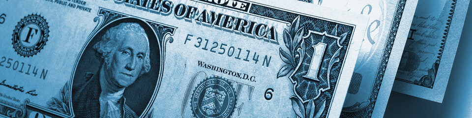 Wall Mural - u.s. money banknotes of 1, 10 and 100 dollars. dark banner or headline about the american dollar or 