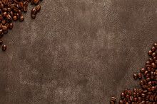 Obsolete Stone Background With Roasted Coffee Beans On Opposite Corners