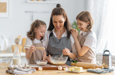 Wall Mural - family are preparing bakery together