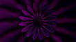 Purple and green flower in abstraction. Motion. Flowers with petals spin in 3d format expanding and narrowing creating a hole in the middle.
