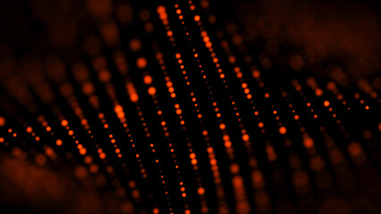 Leinwandbilder - Digital technology. Futuristic background of glowing particles in motion. Large amount of data. 3D rendering.