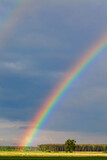 Fototapeta Tęcza - beautiful double rainbow in cloudy sky