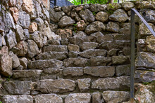 Close-up Of Stone Steps Stairs In Outdoor Park