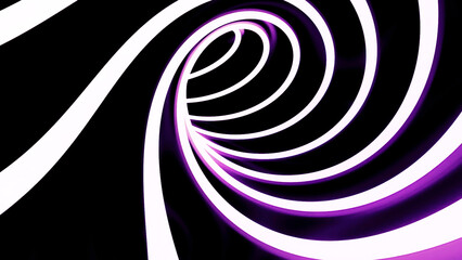 Poster - Black background. Design.Bright shiny lines make up a tunnel that moves forward in abstraction.
