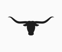 Longhorn Silhouette Vector Icon. Bullhead Silhouette Long Horn Vector Logo Design.