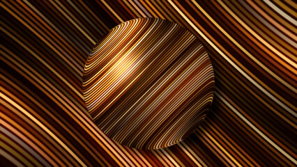 Poster - Abstract visualization of space and time distortion, seamless loop. Motion. Sphere with glowing lines, view inside of black hole in space.