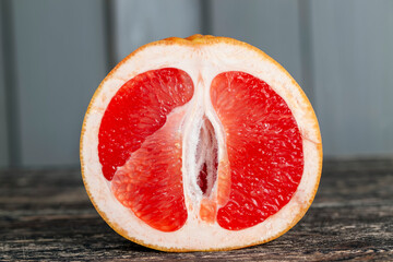 ripe red grapefruit, sliced and sliced into pieces