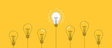 Fototapeta  - Glowing light bulb creative idea and difference concept. Vector illustration