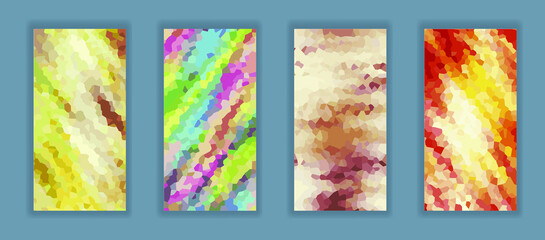 Poster - Set of Color Geometric Modern creative background. Low poly style gradient illustration texture
