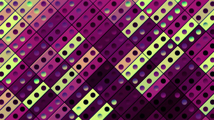 Poster - Moving and blinking color spots on mosaic rectangles. Motion. Colorful background with squares and dots changing colors from pink to beigeMoving ans blinking color spots on mosaic rectangles. Motion