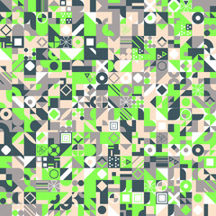 Poster - Retro pattern of different shapes. Colorful vector mosaic backdrop. Geometric hipster retro background