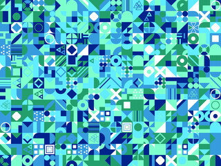 Poster - Retro pattern of different shapes. Colorful vector mosaic backdrop. Geometric hipster retro background