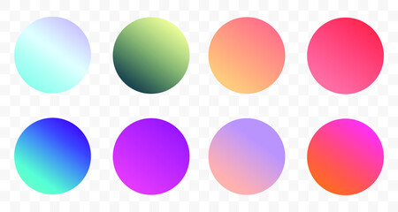 Poster - Set of round Vector Gradient. Multicolor Sphere. Modern abstract background texture. Template for design. Isolated objects
