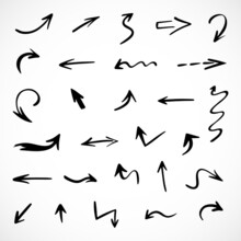  Vector Set Of Hand Drawn Arrows, Elements For Presentation