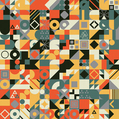 Poster - Abstract multicolored geometric pattern. Different geometric figures background. Flat minimal style. 