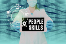 Writing Displaying Text People Skills. Internet Concept Get Along Well Effective Communication Rapport Approachable Nurse Holding Tablet Symbolizing Successful Teamwork Accomplishments.