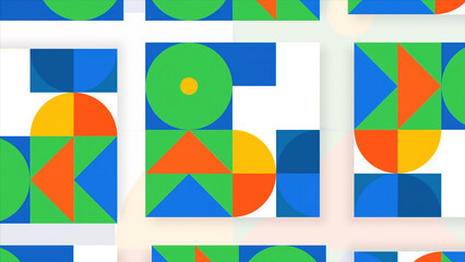 Poster - Abstraction. Motion.Blue and green geometric shapes alternate their colors