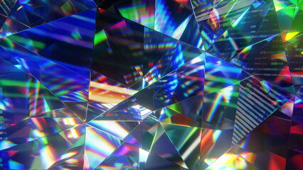 Wall Mural - Diamond facets abstract diffraction background 3D render