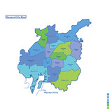 Fototapeta Mapy - 名古屋市行政区・名古屋市地図 雨の日カラーで色分けしてみた（英語版）
