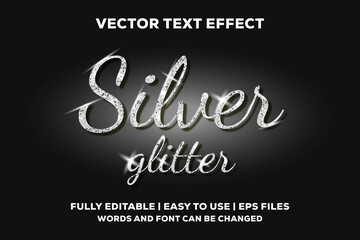 silver glitter text effect