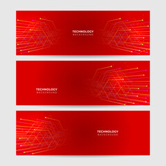 Abstract red banner technology background design template vector illustration with 3d overlap layer and geometric wave shapes. Polygonal abstract background, texture, advertisement layout and web page