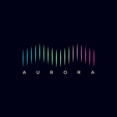 modern aurora mountain logo illustration design