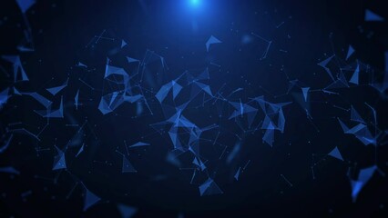 Leinwandbilder - 
Abstract Blue Polygonal with Dots Lines Structure Shape Copy Space 4K Motion Seamless Loop Background for Infographic Work, Stage, Farewell, Science Fiction Film.