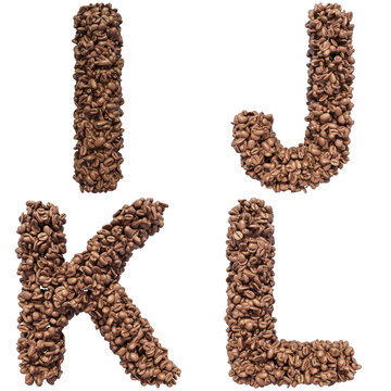 Set of 3D Coffee Beans Letters, Numbers and Punctuation Marks