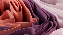 Pink And Purple 3D Waves Arranged To Create A Multicolored Abstract Wallpaper. 3D Render.  