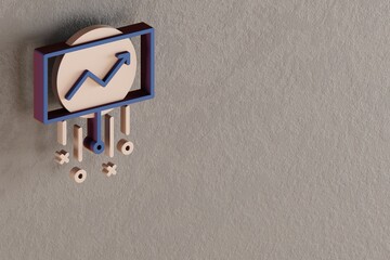 Aufkleber - Beautiful abstract illustrations Blue and Golden Data Screen symbol icons on a wall beton background. 3d rendering illustration. Background pattern for design.