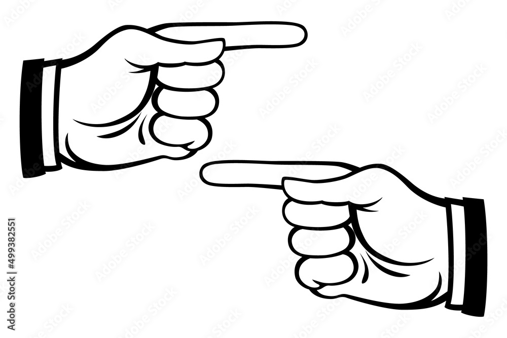 two hands of the human with pointing fingers directed in different ...