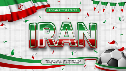 Wall Mural - Iran football world cup background theme editable text style effect