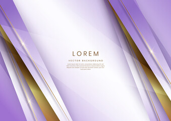 abstract luxury white and soft purple elegant geometric diagonal overlay layer background with golde