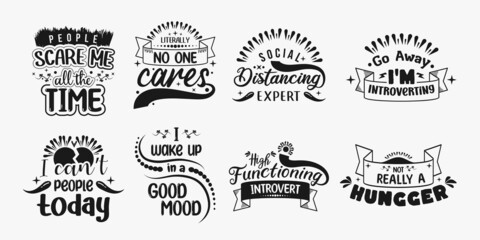 Anti Social SVG Bundle Hand-drawn lettering quote for t-shirt, print, card, mug and much more, Anti social lettering design, Typography t-shirt design